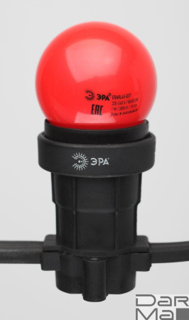 Лампа светодиодная ЭРА E27 1W 3000K красная ERARL45-E27 Б0049575