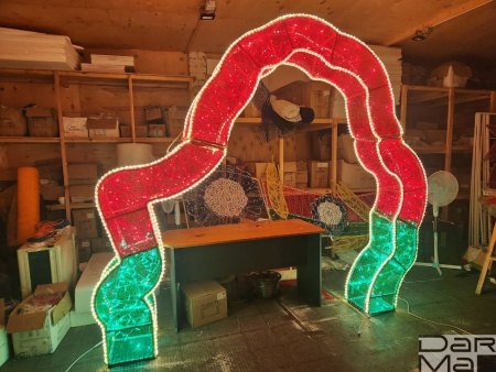 Арка "Беларусь", 2470 * 2520, цвет: Красный, зеленый, 220В, метал.каркас, дюралайт, гирлянда "Нить"