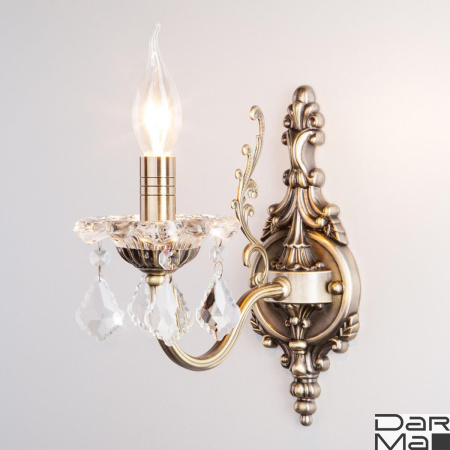 Бра Eurosvet 3281/1 античная бронза/прозрачный хрусталь Strotskis