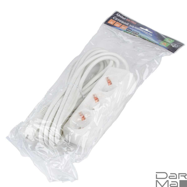 Удлинитель Uniel Ultra 3гн х 5м с/з S-GCU3-5 White UL-00010002