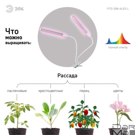 Светодиодный светильник для растений ЭРА Fito-20W-Аled-L Б0049550