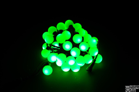 Гирлянда LED Шарики Зеленая 10м ф40мм Чейзинг ПВХ черный провод