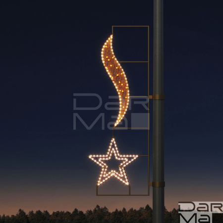 Светодиодная консоль DarMa "Двойная звезда со всполохом" на металлокаркасе, цвет: WW, золото