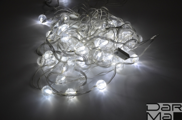 XM-DR-PL0010-4.5 свет. дождь с насадками прозрачные шарики, белые LED