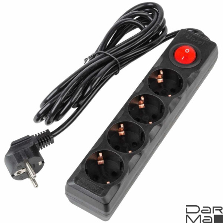Удлинитель Uniel Ultra 4гн х 3м с/з S-GCU4-3B Black UL-00010023