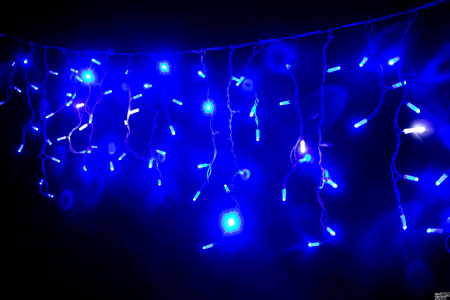 Светодиодная Бахрома 3м*0,7м  Флэш, цвет. Синий, белый провод каучук