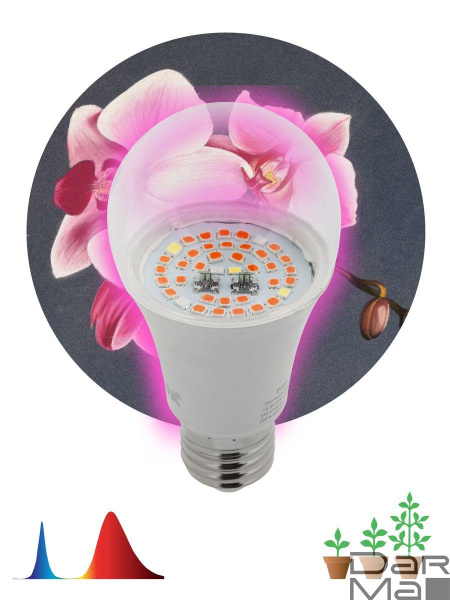 Лампа светодиодная для растений ЭРА E27 14W 1310K прозрачная Fito-14W-RB-E27 Б0050602