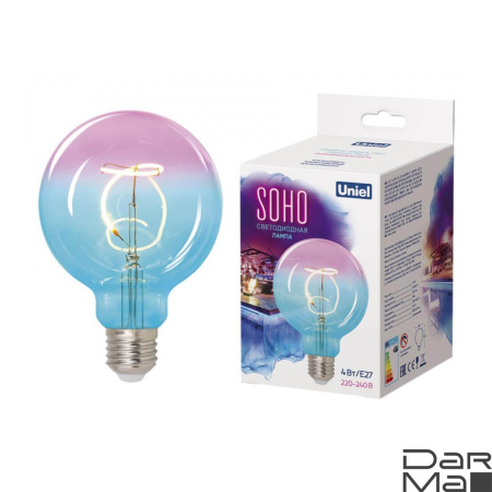 Лампа светодиодная филаментная Uniel E27 4W 2250K синяя LED-SF01-4W/Soho/E27/CW BLue/Wine GLS77TR UL-00005892
