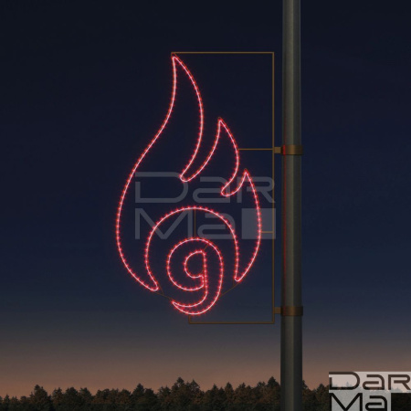 Светодиодная консоль DarMa "9 и пламя" на металлокаркасе, цвет: красный, 155см х 86см, 220 В