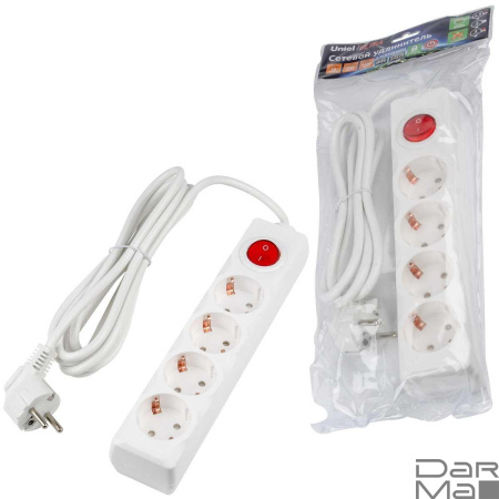 Удлинитель Uniel Ultra 4гн х 3м с/з S-GCU4-3B White UL-00010022