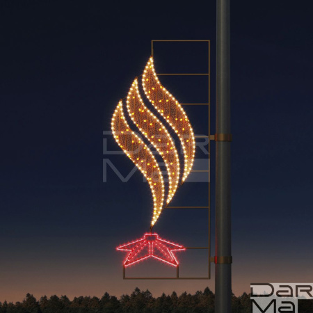 Светодиодная консоль DarMa "Вечный огонь" на металлокаркасе, цвет:WW/R, 170см х 65см,