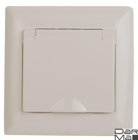 Розетка ЭРА Intro Solo Schuko 2P+E 16A 250V с крышкой слоновая кость 4-203-02 Б0043320