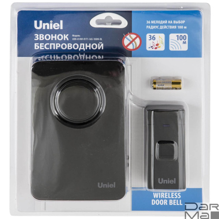 Звонок беспроводной Uniel UDB-014W-R1T1-36S-100M-BL UL-00006433