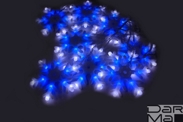 СНЕЖИНКИ с контр.LED-SNOW-FZ(198)-8-2.5M-230V-W/B