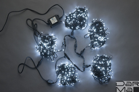 LED-PLS-200*5-20M*5-24V-W/BL (20) 5 нит., белый на черном проводе с 230V/24V/80W трансф