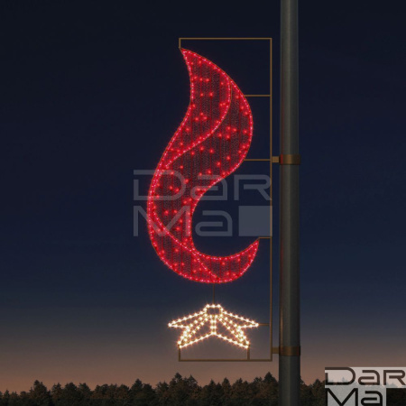 Светодиодная консоль DarMa "Вечный огонь 2" на металлокаркасе, цвет:WW/R, 170см х 70с