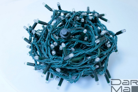 LED-PL-200L-20M-240V-W/Green, 200LED,20M, PVC  LED 5ММ С КОЛПАЧКОМ