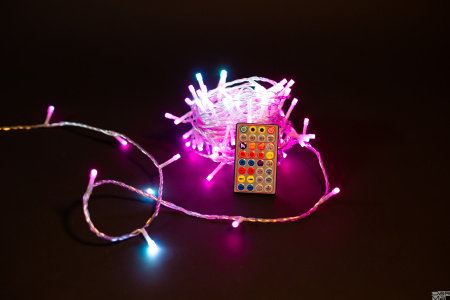 Гирлянда LED 10 м RGB 100 LED чейз 24V прозр ПВХ