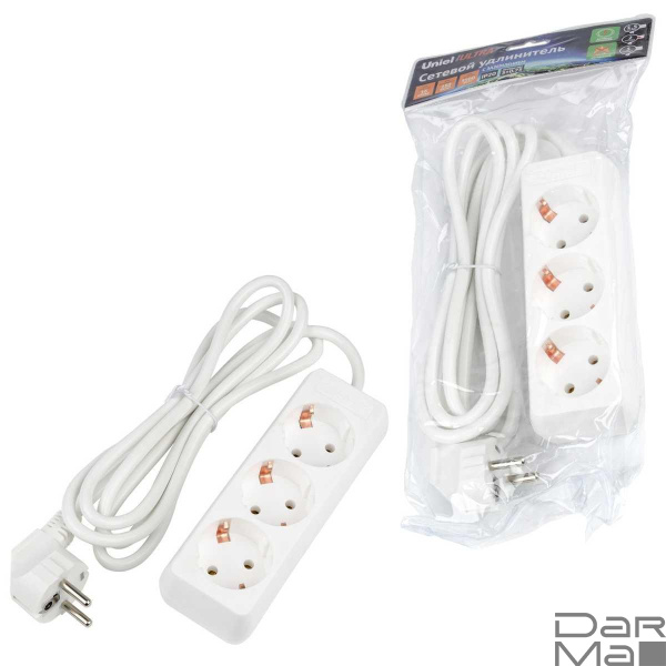 Удлинитель Uniel Ultra 3гн х 2м с/з S-GCU3-2 White UL-00010000