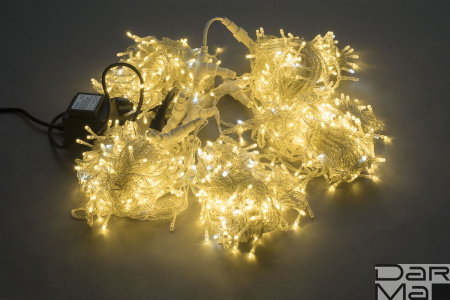 LED-PLS-200*5-20M-24V-WW/C-F(W) 5 нит белый теплый c белым FLASH на прозр. пров.