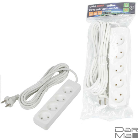 Удлинитель Uniel Ultra 4гн х 5м б/з S-CU4-5 White UL-00009989