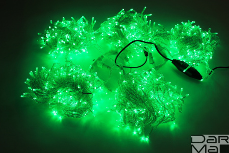 LED-PLS-200*5-20M*5-24V-G/С (20) 5 нит.,зеленые светодиоды на прозрачном пров. с 230V/24V/60W трансф