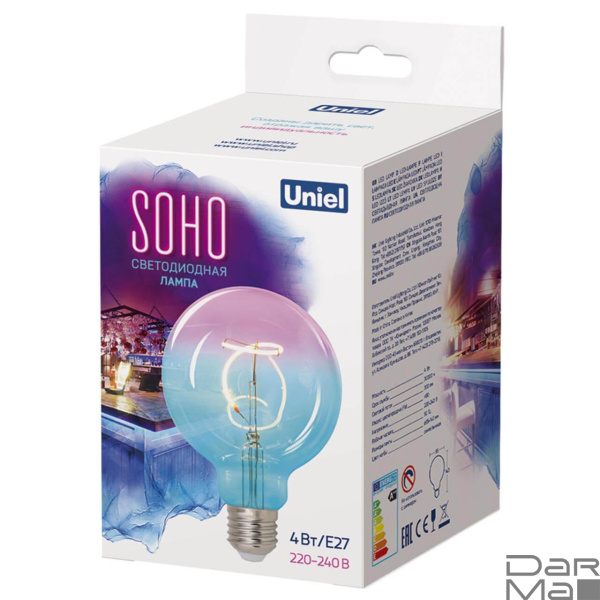 Лампа светодиодная филаментная Uniel E27 4W 2250K синяя LED-SF01-4W/Soho/E27/CW BLue/Wine GLS77TR UL-00005892