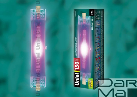 Лампа металлогалогеновая Uniel R7s 150W прозрачная MH-DE-150/PURPLE/R7s 04851