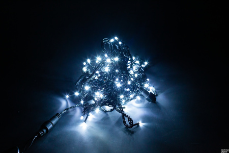 Гирлянда LED ""Стринг Лайт"", 10м Белая,8,8W, 100LED (шаг 10см ), соед. До 10 шт F-SL-010-W  "