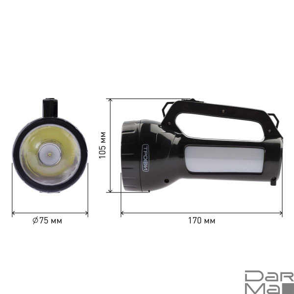 Фонарь-прожектор светодиодный ЭРА Трофи аккумуляторный 170х105х75 100 лм PA-504 Б0042439