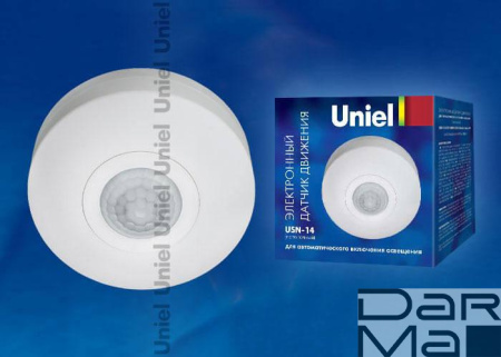 Датчик движения Uniel USN-14-360R-1200W-3LUX-6M-0,6-1,5m/s-WH 06566