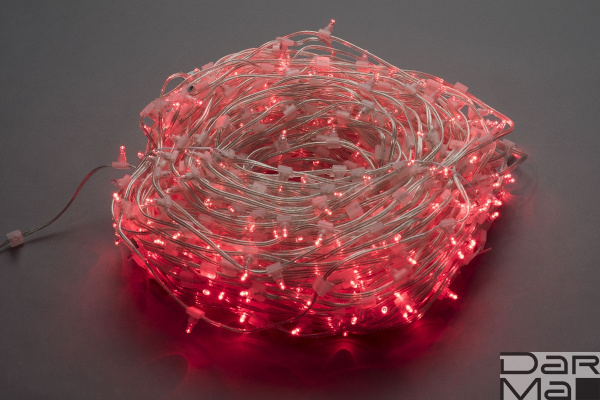 LED-LP-15СМ-100M-12V-R, Красный цвет, прозрачный провод (без колпачка)