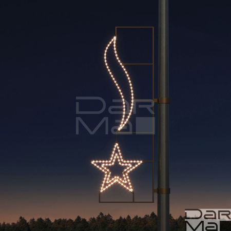 Светодиодная консоль DarMa "Двойная звезда со всполохом" на металлокаркасе, цвет: WW, 165см