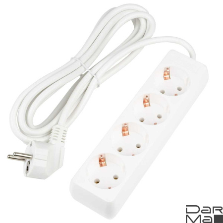 Удлинитель Uniel Ultra 4гн х 3м с/з S-GCU4-3 White UL-00010006