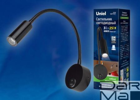 Бра Uniel ULT-F21-3W/4000K IP20 Black UL-00004176