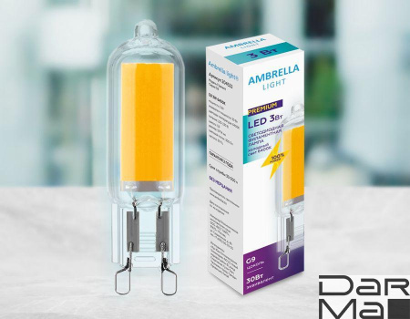 Лампа светодиодная филаментная Ambrella light G9 3W 6400K прозрачная 204522