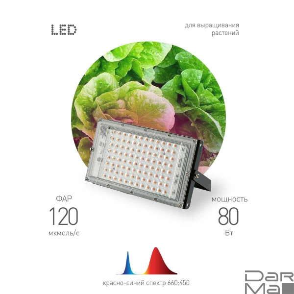 Прожектор светодиодный для растений ЭРА 50W 1310K Fito-80W-RB-Led-Y Б0053082