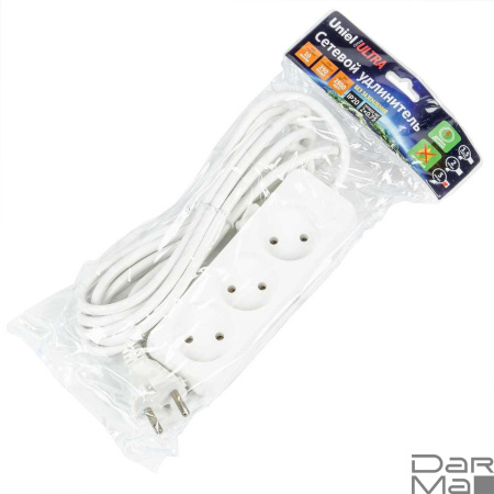 Удлинитель Uniel Ultra 3гн х 3м б/з S-CU3-3 White UL-00009982