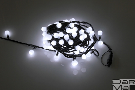LED-PLR-100-15M-25MM-240V-W/BL -W/O белая/черный провод, соединяемая (без силового шнура) шарик D25