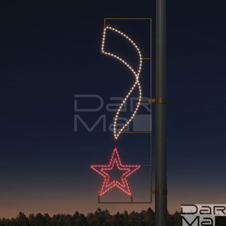 Светодиодная консоль DarMa "Двойная звезда с лентой" на металлокаркасе, цвет: WW/R