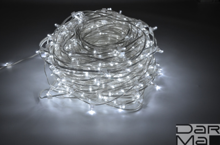 LED-LP-15СМ-100M-666L-12V-W/CL, LED клип-лайт белый c КОЛПАЧКОМ, прозрачный провод
