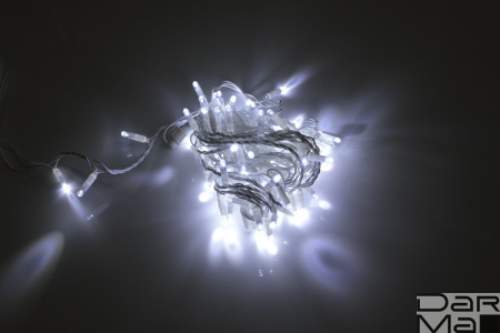 LED-PLS-100-10M-240V-W/W-F-W/O, Белая/белый флэш на бел.пр., соед.(без силового шнура) С КОЛПАЧКОМ