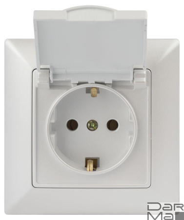 Розетка ЭРА Intro Solo Schuko 2P+E 16A 250V с крышкой перламутровый 4-203-06 Б0053662