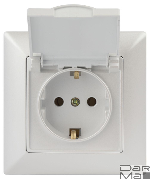 Розетка ЭРА Intro Solo Schuko 2P+E 16A 250V с крышкой перламутровый 4-203-06 Б0053662