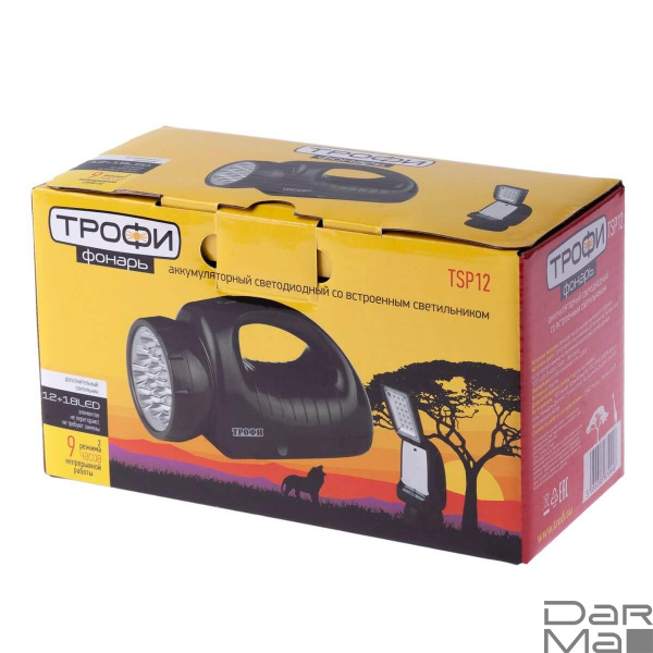 Фонарь-прожектор светодиодный ЭРА Трофи аккумуляторный 184х103х86 78 лм TSP12 C0045551