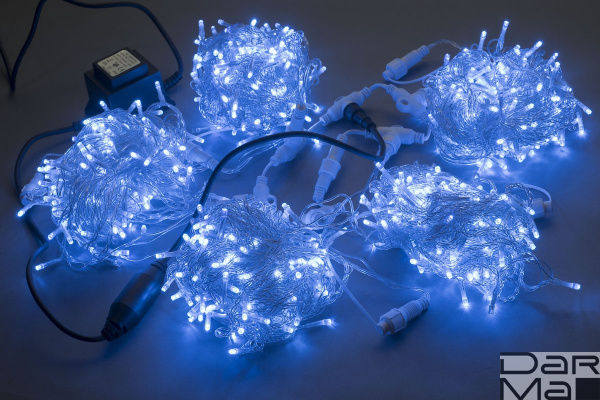 LED-PLS-200*5-20M*5-24V-B/C-F(B) (20) 5 нит., синий c F(B) на прозр. пров. с 230V/24V/60W трансф