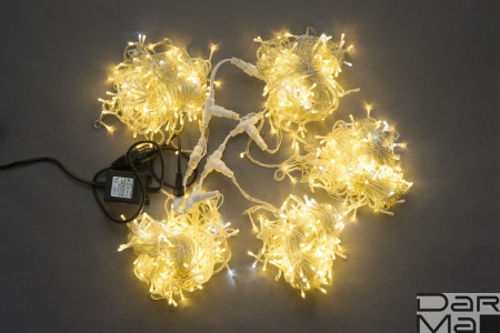 LED-PLS-200*5-20M-24V-WW/C-F(W) 5 нит белый теплый c белым FLASH на прозр. пров.