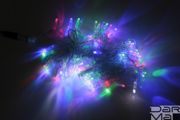 LED-PLS-100-10M-240V-M/C-F(W)-W/O, Мульти/белый флэш на прозр. пр., соед.(без шнура) С КОЛПАЧКОМ