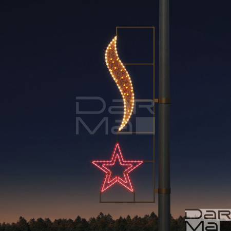 Светодиодная консоль DarMa "Двойная звезда со всполохом" на металлокаркасе, цвет: WW/R