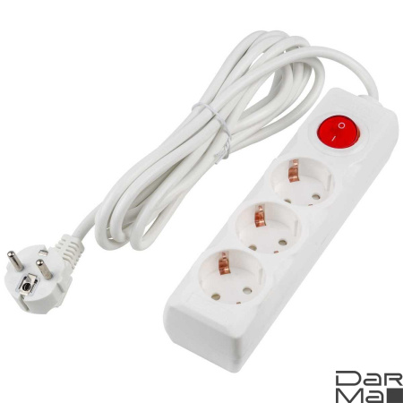 Удлинитель Uniel Ultra 3гн х 3м с/з S-GCU3-3B White UL-00010016